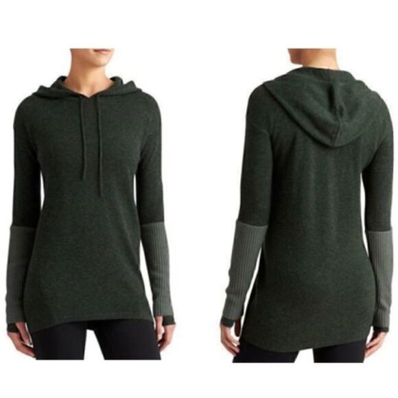 Athleta Sweaters - Athleta Nopa Hooded Wool Sweater in Jasper Green